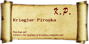 Kriegler Piroska névjegykártya